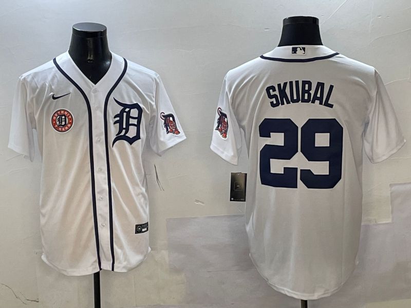 Men Detroit Tigers #29 Skubal White Game 2025 Nike MLB Jersey style 1